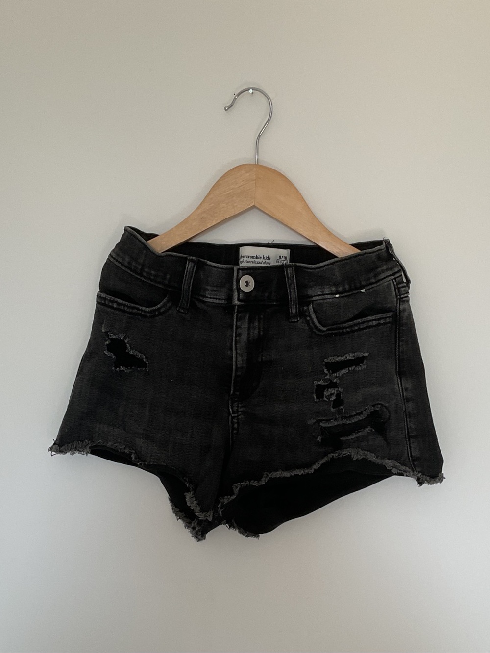 abercrombie kids Black Distressed Jean Shorts